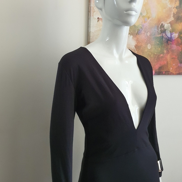 Bec & Bridge Size 10 Plunge Long Sleeve LBD - Picture 5 of 13